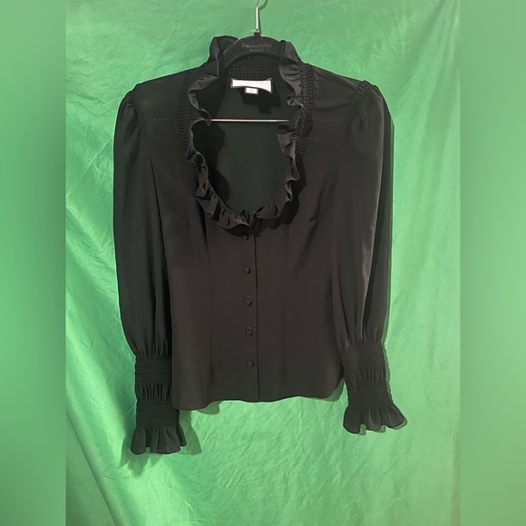 Alexis Sheer Black Ruffled Cottagecore Blouse size Small - Picture 2 of 5
